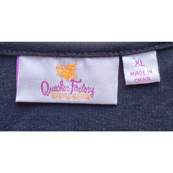 Top/Blouse-Quacker Factory-Black-Gold Studs-Round Neck-3/4 Sleeves-Size XL - Picture 4 of 11